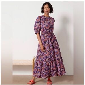 EVEREVE Noelle Elegant Floral Long Sleeve Dress - Purple and Red